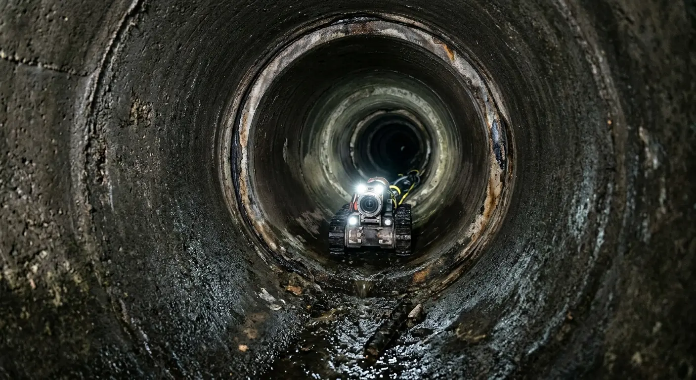Robotic sewer camera inspecting pipe interior for Sewer Line Repair in Mukwonago
